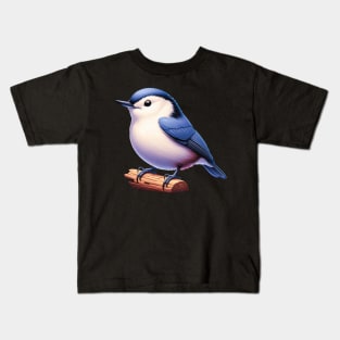 Cute White Breasted Nuthatch Kids T-Shirt